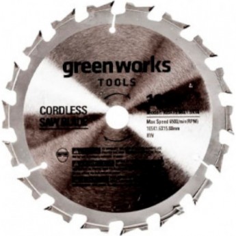 Диск по дереву GREENWORKS Ø120 мм 24T для мини пилы 1501207 Диск по дереву GREENWORKS Ø120 мм 24T для мини пилы 1501207