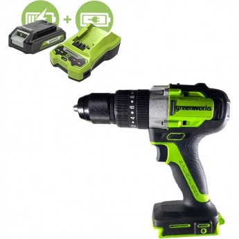 Дрель-шуруповерт ударная аккумуляторная бесщеточная GREENWORKS GD24DD60 24V без АКБ и ЗУ Дрель-шуруповерт ударная аккумуляторная бесщеточная GREENWORKS GD24DD60 24V без АКБ и ЗУ